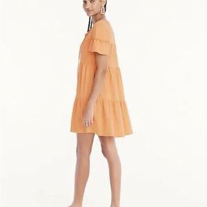 J. Crew Broken-in Jersey Tiered Mini Dress - Orange Sherbert